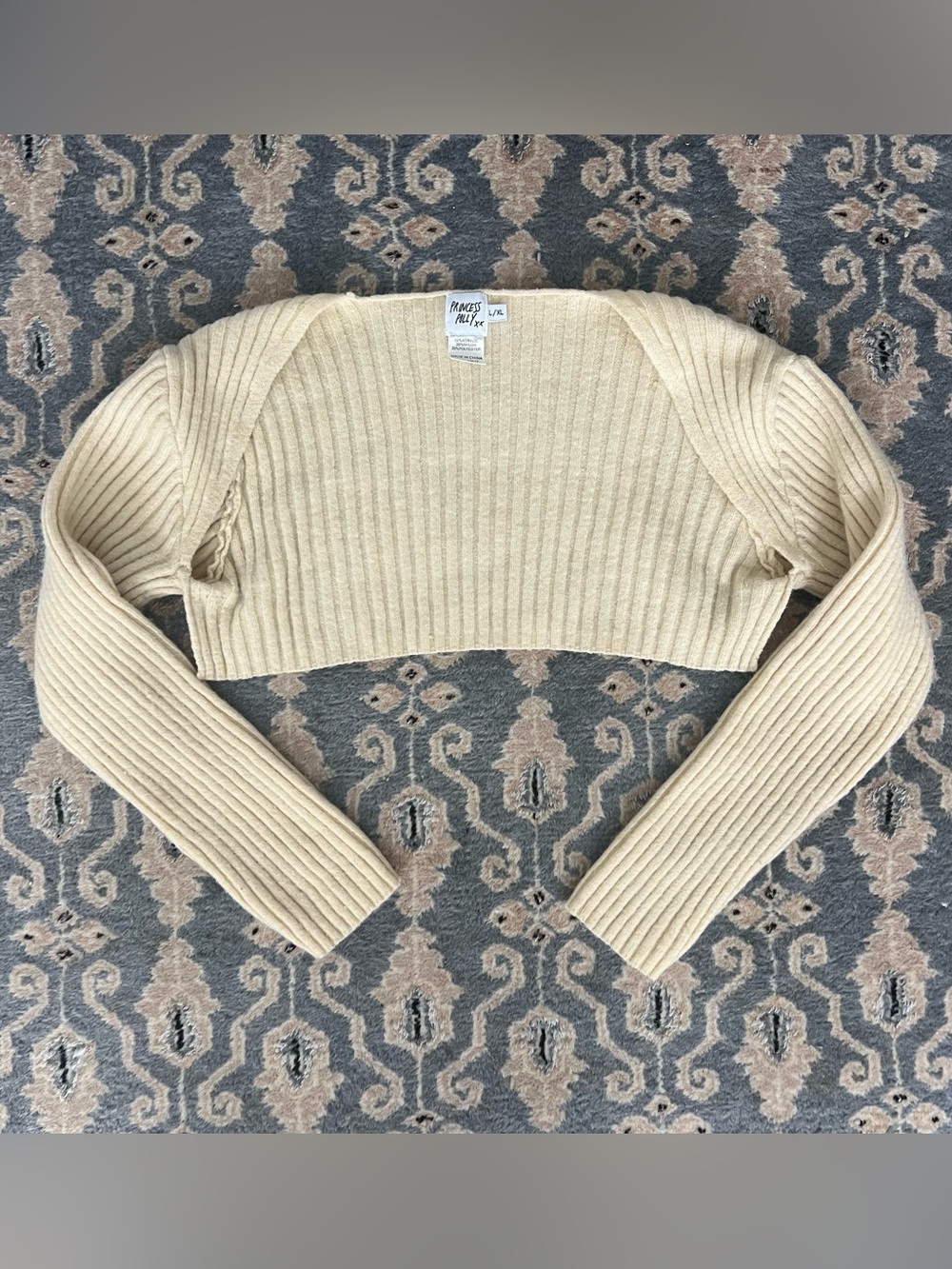 Princess Polly Cream Ribbed Bolero Shrug